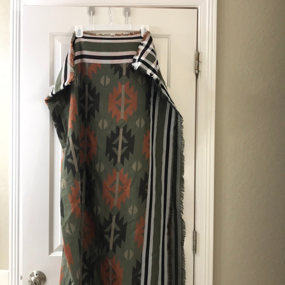 Blanket scarf with fringe detail